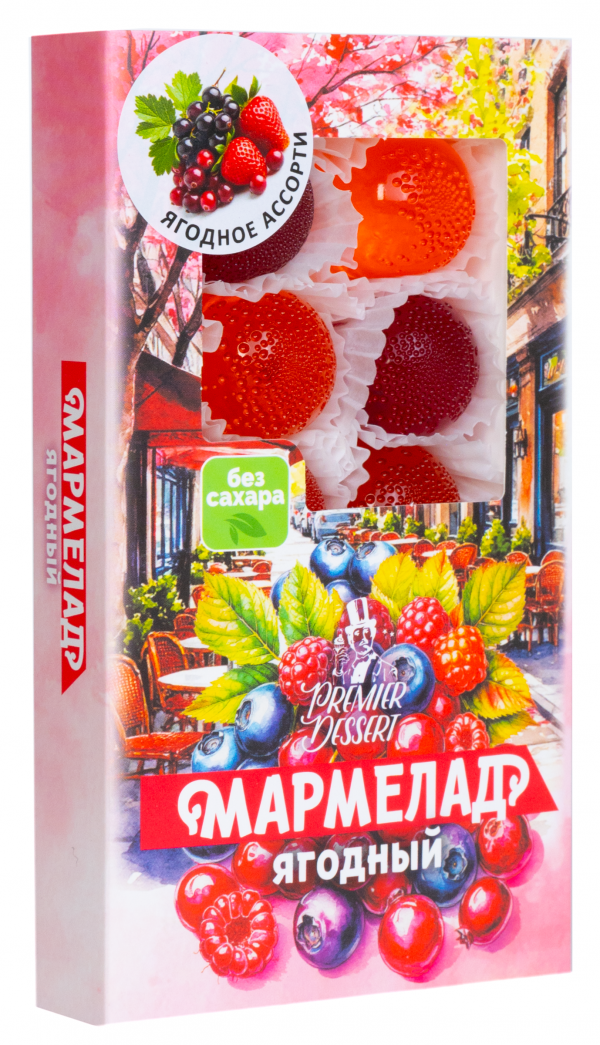 №2 Мармелад Премиум Десерт ЯГОДНЫЙ (клюква, смородина,клубника) 200г в Нерюнгри