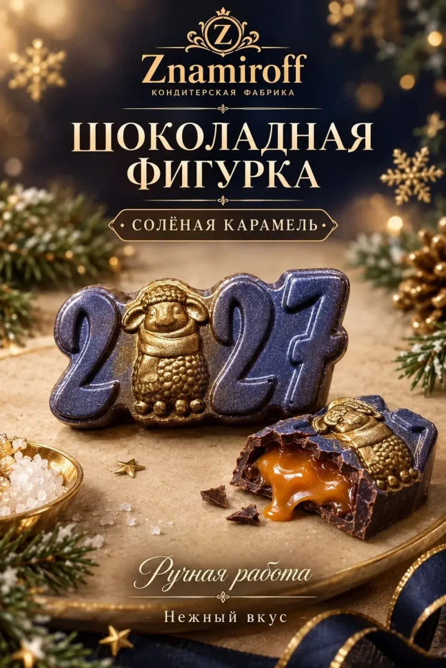  Шоколад фигурный "Год 2027" молочный шоколад с начинкой солёная карамель(блок 5шт по 70г) в Нерюнгри